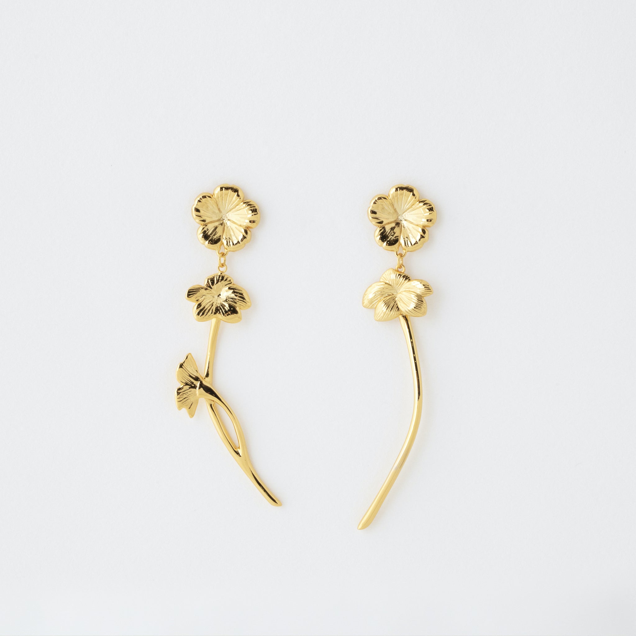 LONG FLOWER EARRINGS K18 GOLD